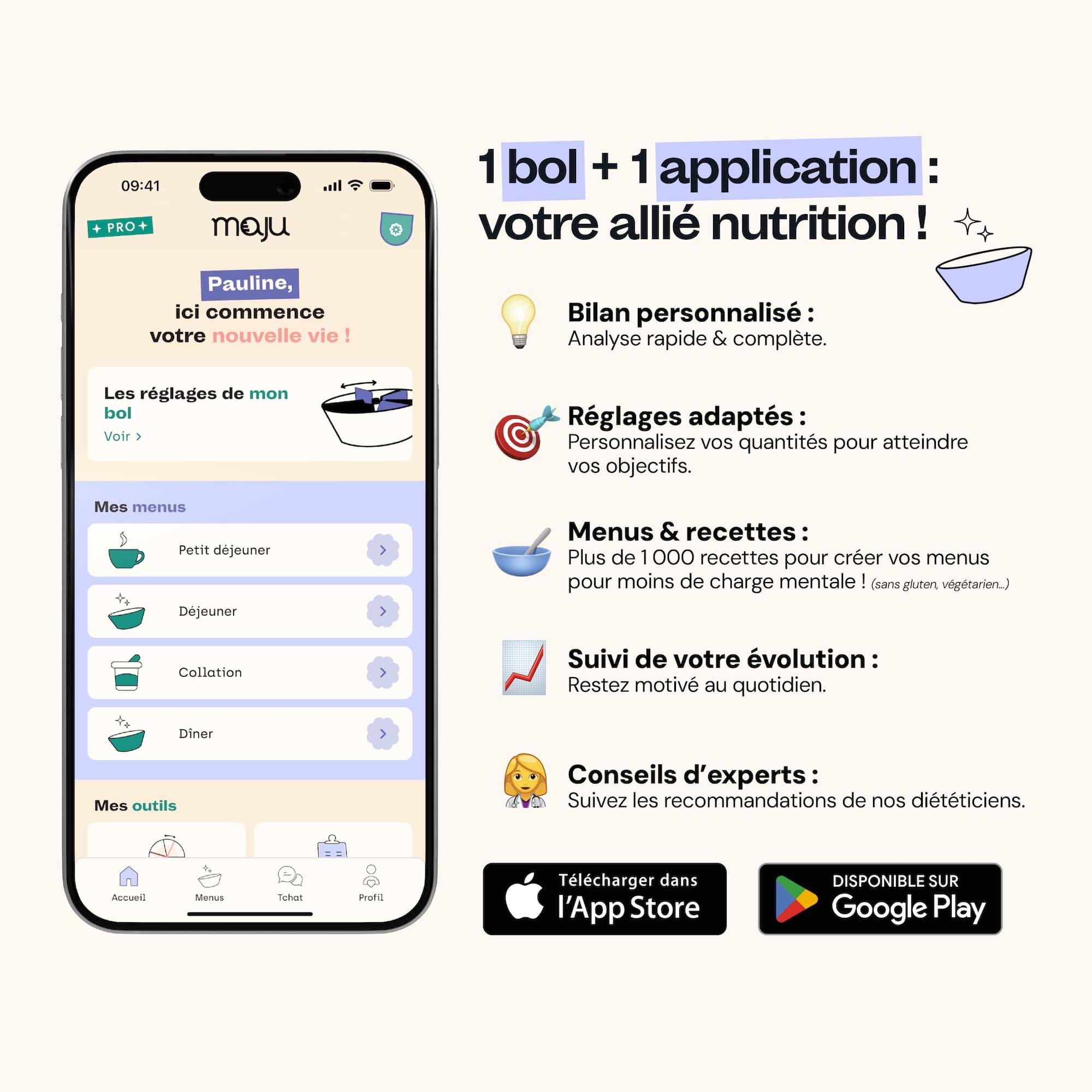 L'application maju et ses avantages inclus gratuitement en illimité.