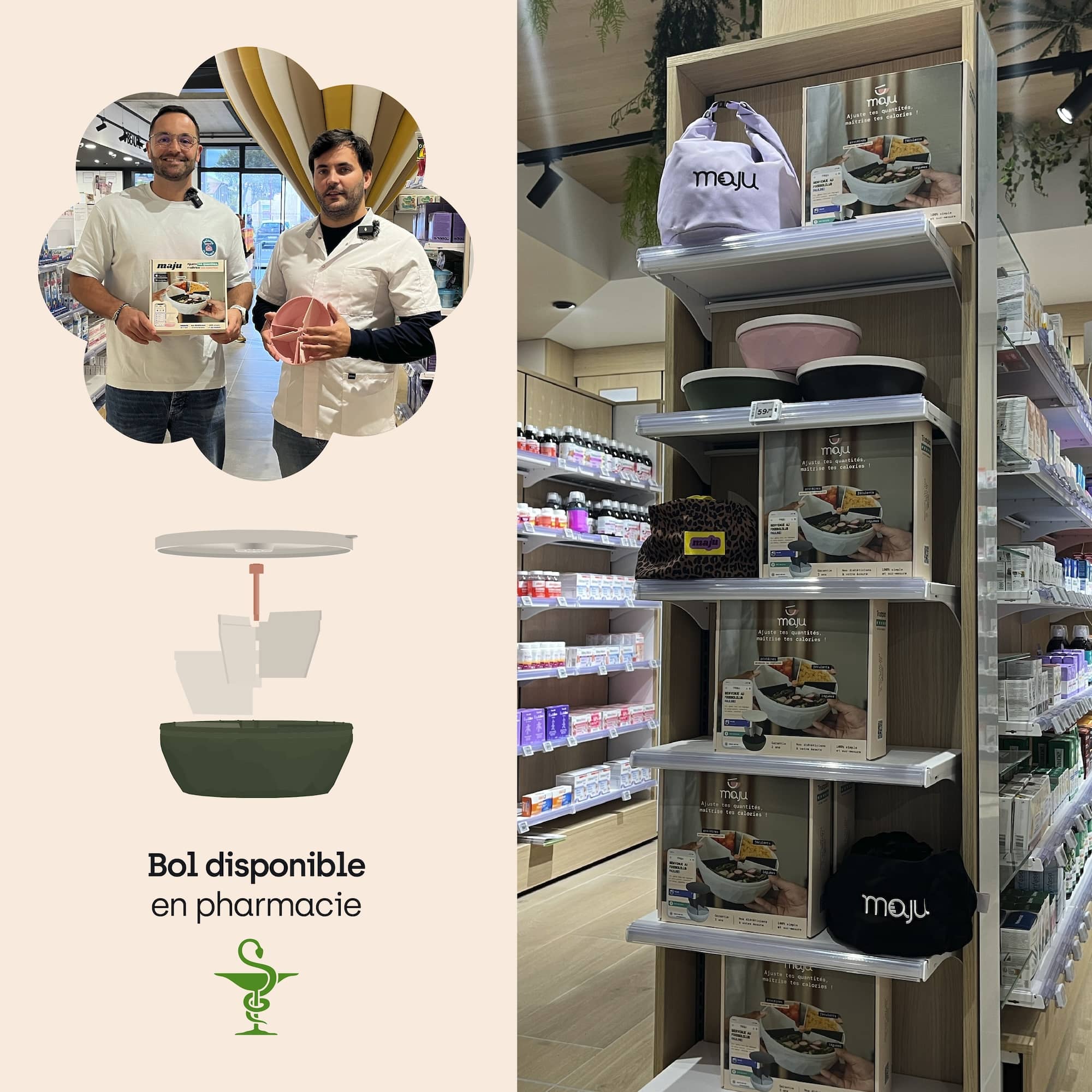 Photo illustrant le bol maju en pharmacie.