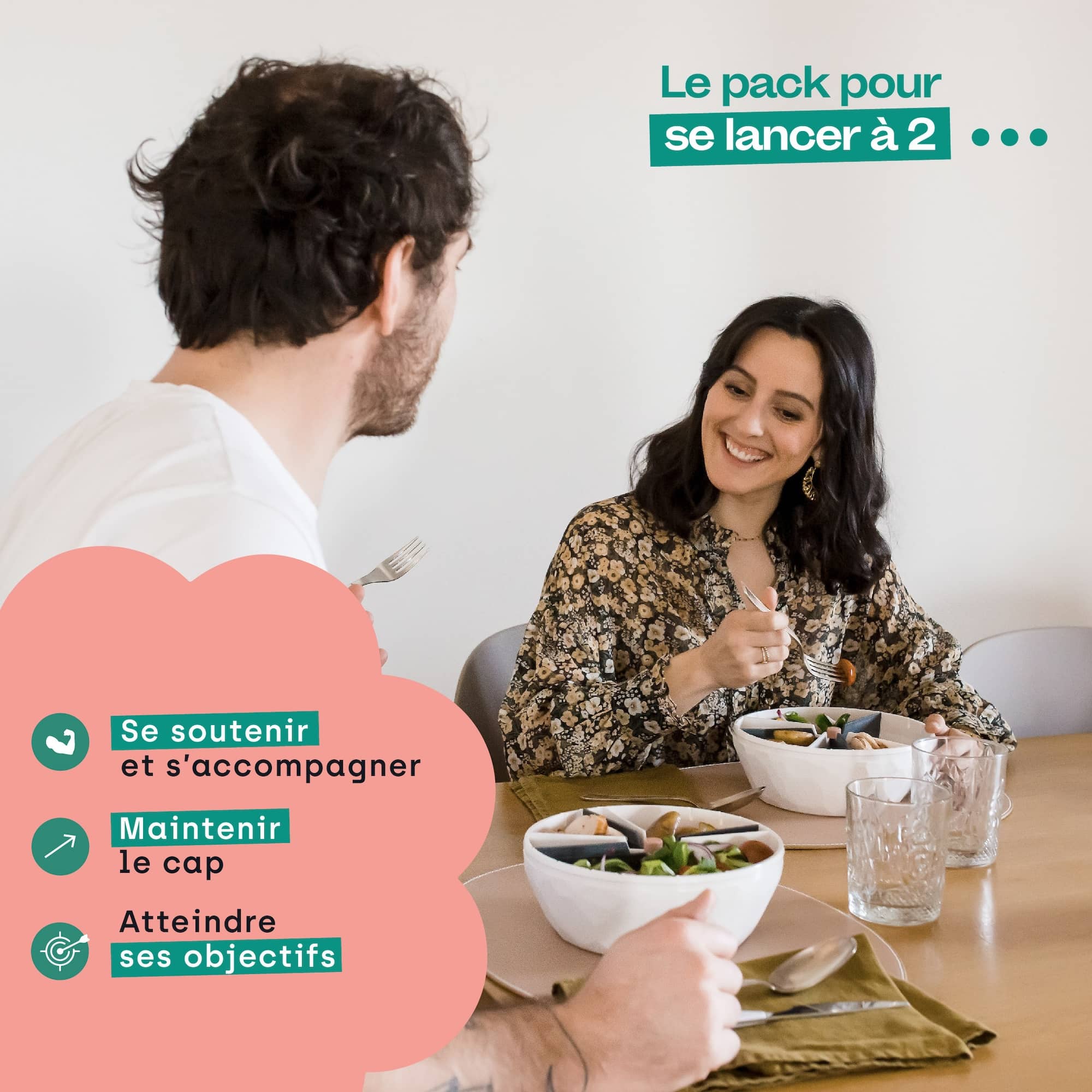 Le pack Duo est idéal pour se lancer à 2 avec chacun son bol maju.1 bol maju de couleur kaki et 1 bol maju de couleur blanc avec l'application maju ouverte sur un smartphone.