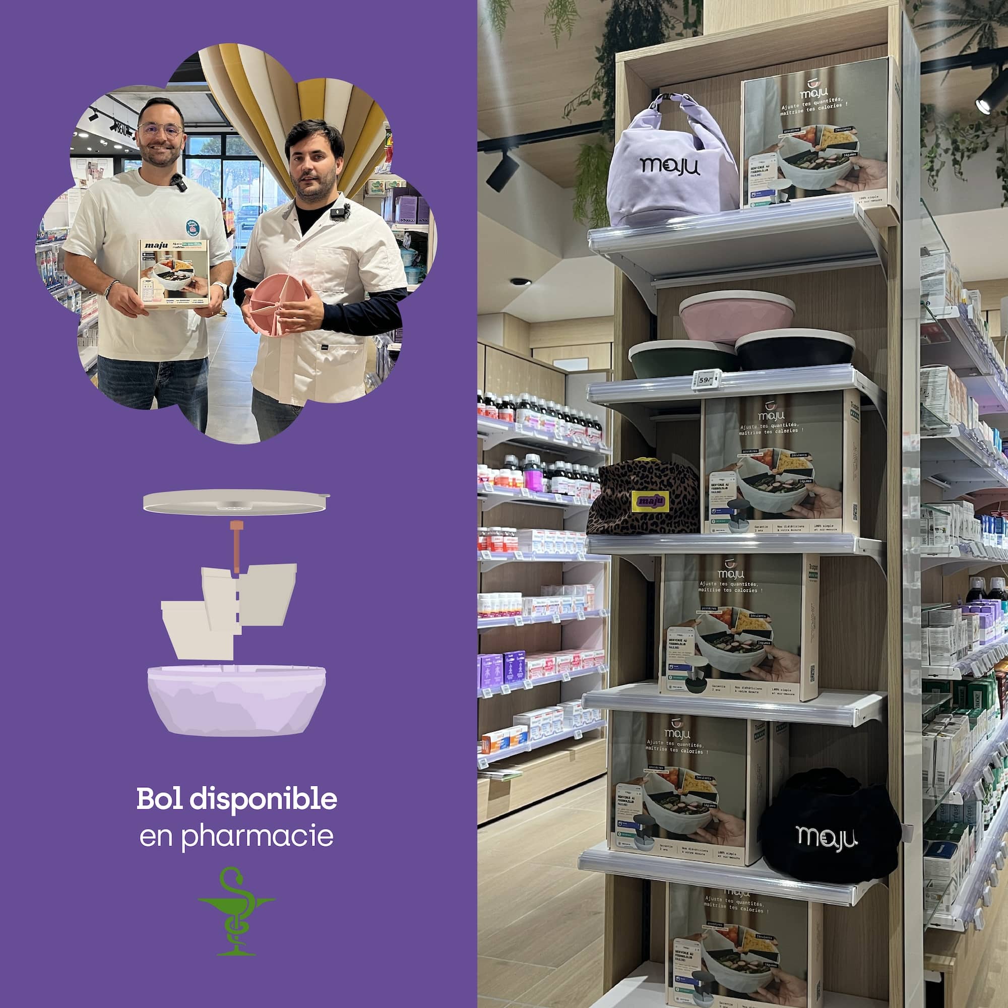 Photo illustrant le bol maju en pharmacie.