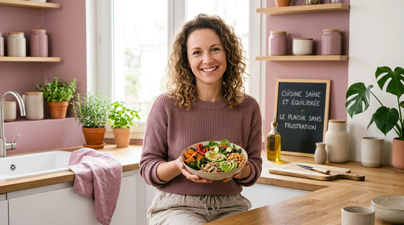 Personne souriante tenant un bol de repas équilibré pour la perte de poids