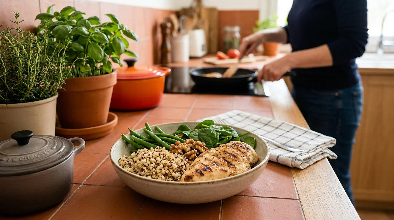 Repas équilibré riche en protéines pour patients sous traitement GLP-1