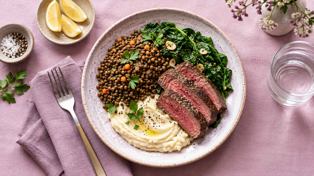 Assiette avec des aliments riches en fer