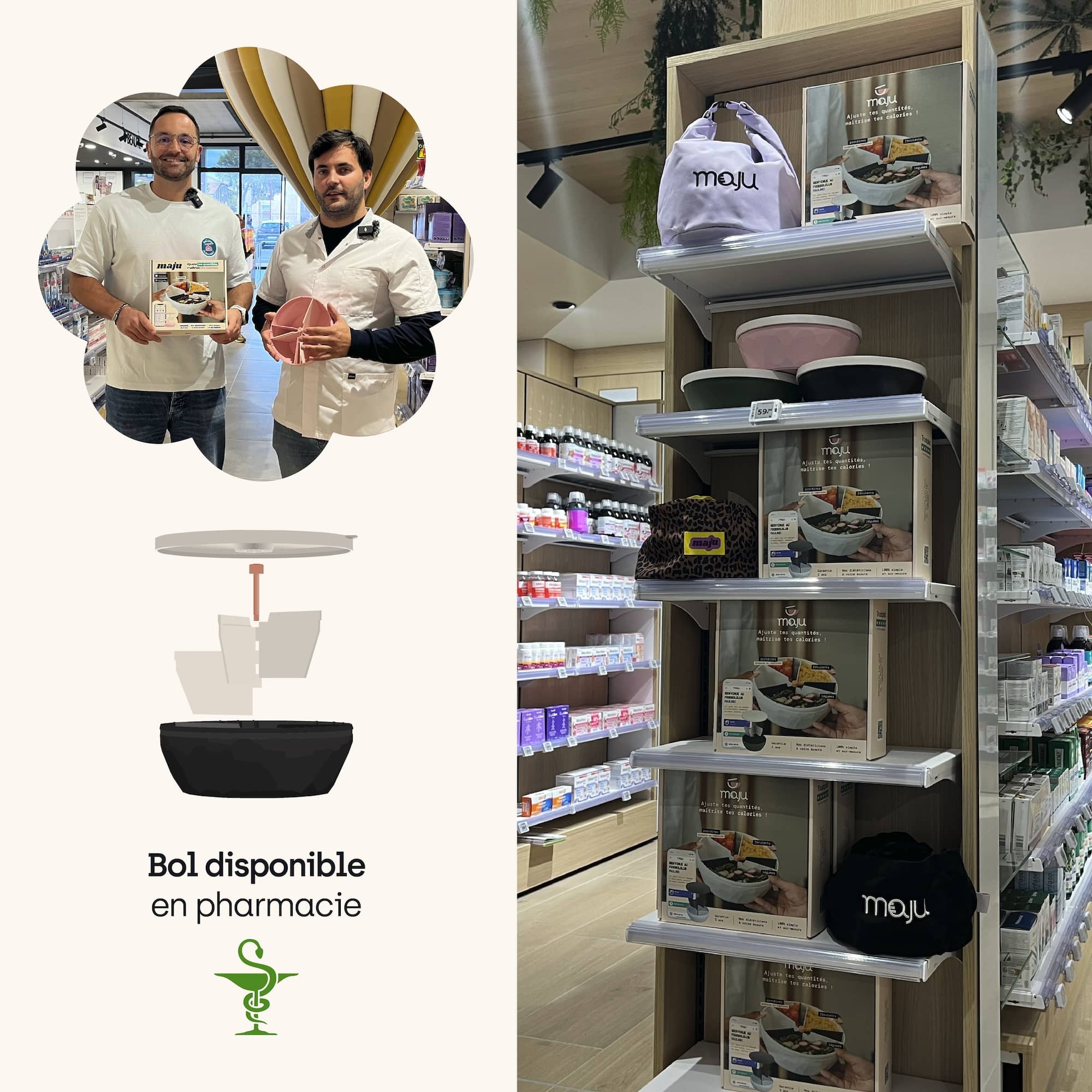 Photo illustrant le bol maju en pharmacie. 



