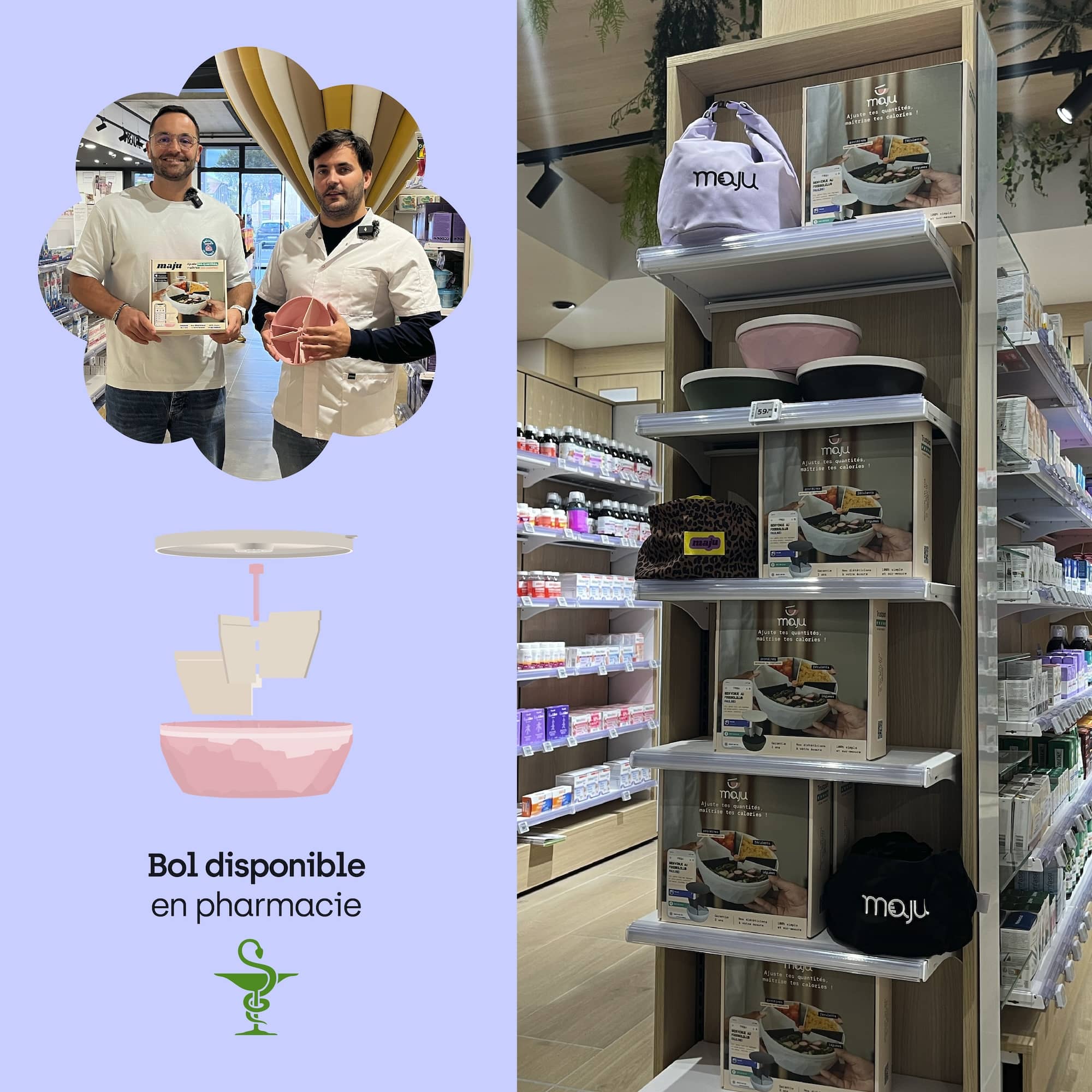 Photo illustrant le bol maju en pharmacie. 



