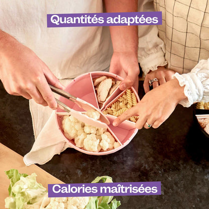 Photo d'un bol rose montrant les quantités adaptées aux besoins de chaque utilisateur, ce qui permet de maîtriser parfaitement ses calories. 
[Crème et rose]
[Crème et rose / Violet][Crème et rose / Beige]
[Crème et rose / Crème][Crème et rose / Noir]
[template:bol-maju]
