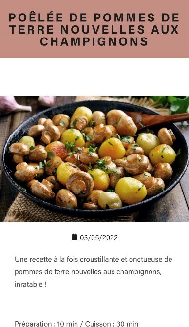 La recette maju de poêlée de pommes de terre nouvelles aux champignons